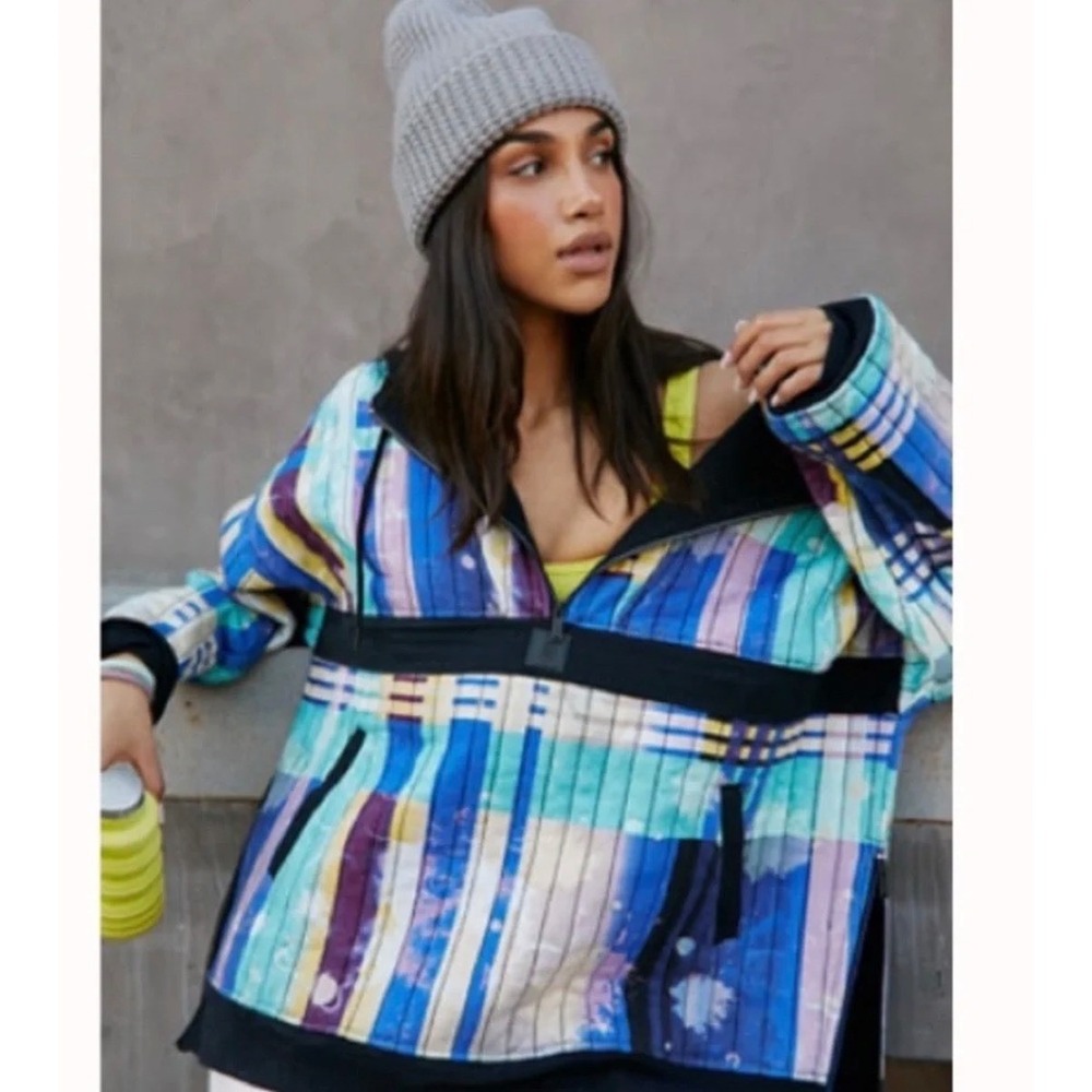 Free People Fast Times FP Movement Plaid Quilted Hoodie XS Multi Color